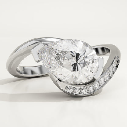 Pear Cut Semi Pave Lab-Grown Diamond Engagement Ring