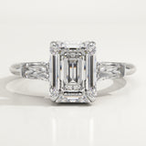 2.0 CT Emerald Cut Three Stone Lab-Grown Diamond Engagement Ring
