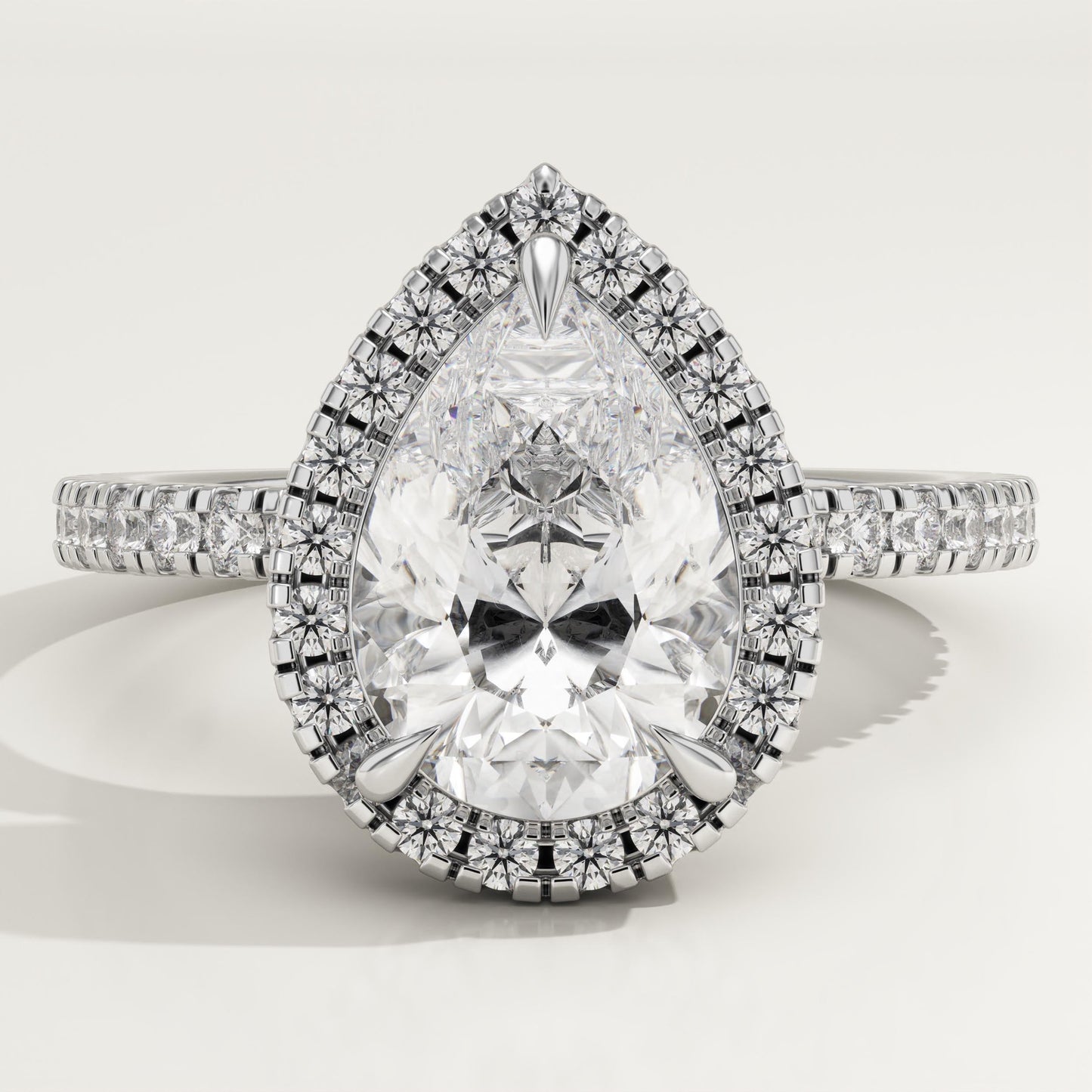 Pear Cut Halo & Pave Lab-Grown Diamond Engagement Ring