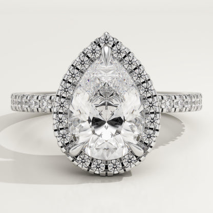 Pear Cut Halo & Pave Lab-Grown Diamond Engagement Ring