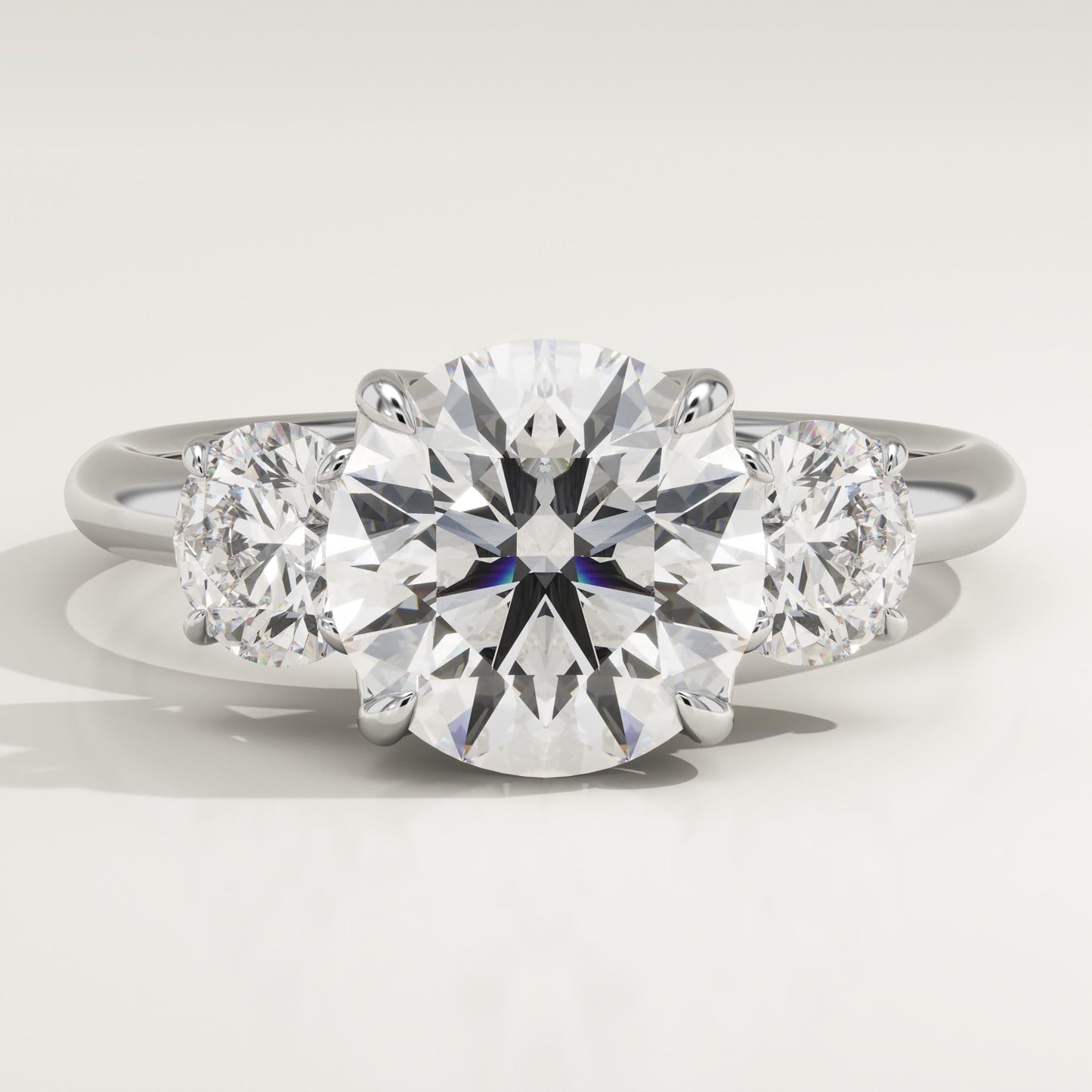 Round Cut Three Stone Lab-Grown Diamond Engagement Ring