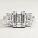 2.0 CT Emerald Cut Three Stone Lab-Grown Diamond Engagement Ring