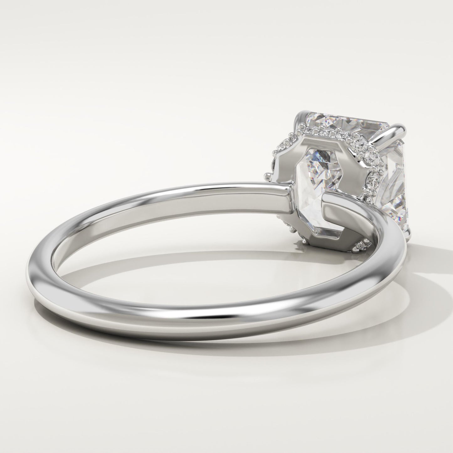 1.75 CT Asscher Cut Hidden Halo Moissanite Engagement Ring