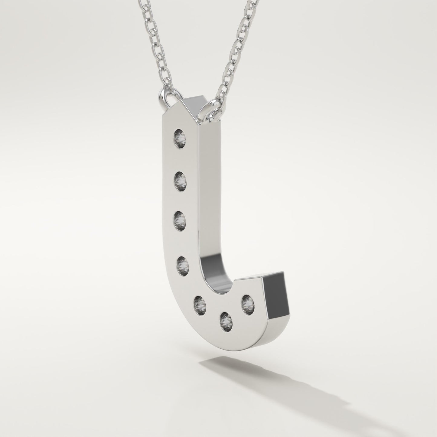 0.356 TCW Round Lab-Grown Diamond J Initial Necklace