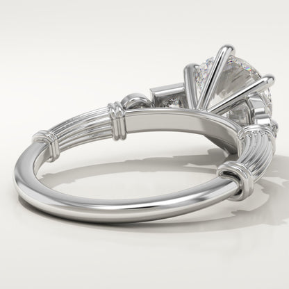 Round Cut Cluster Lab-Grown Diamond Engagement Ring
