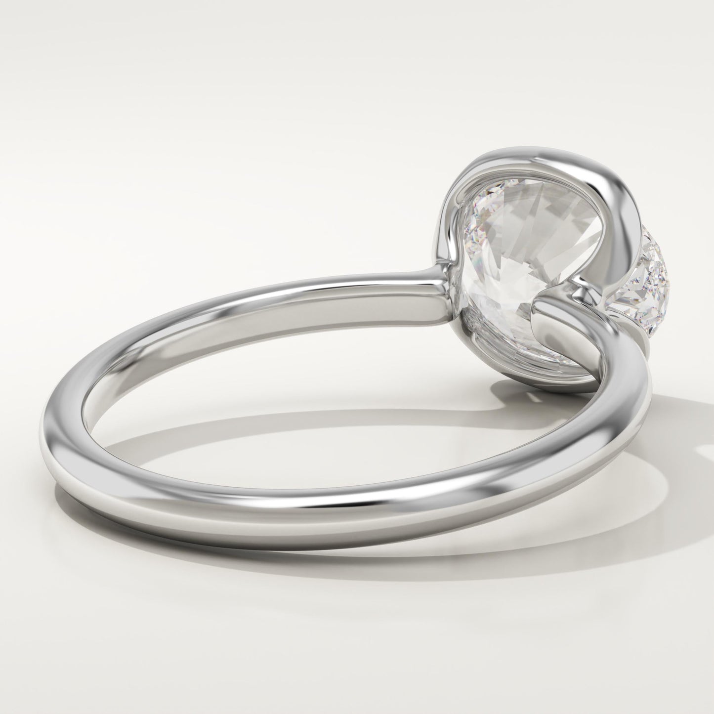 East West Oval Cut Half Bezel Lab-Grown Diamond Engagement Ring