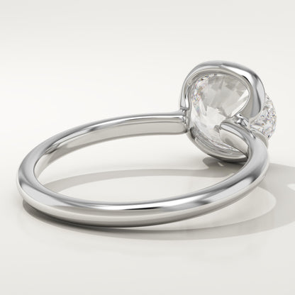 East West Oval Cut Half Bezel Lab-Grown Diamond Engagement Ring