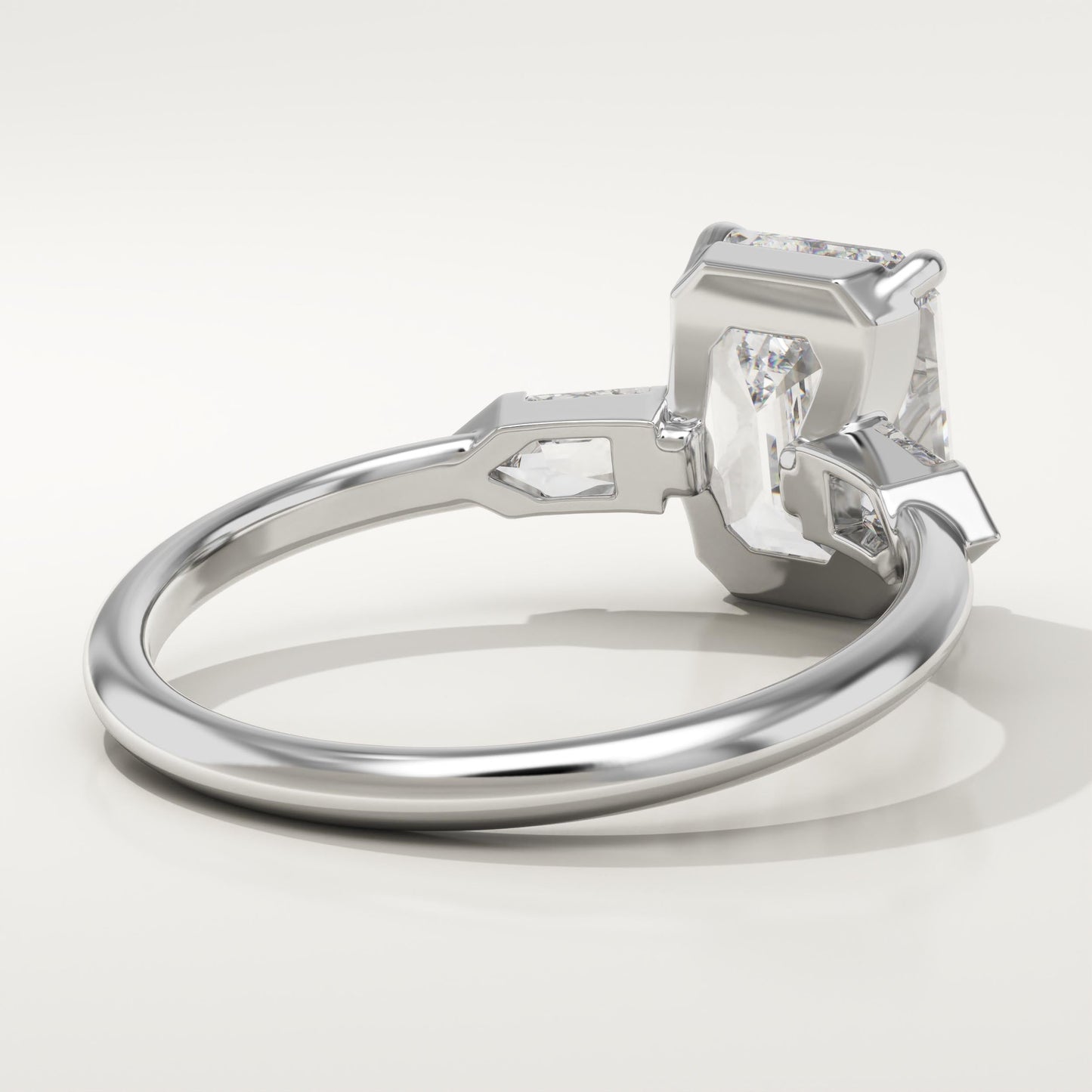 2 CT Emerald Cut Three Stone Moissanite Engagement Ring
