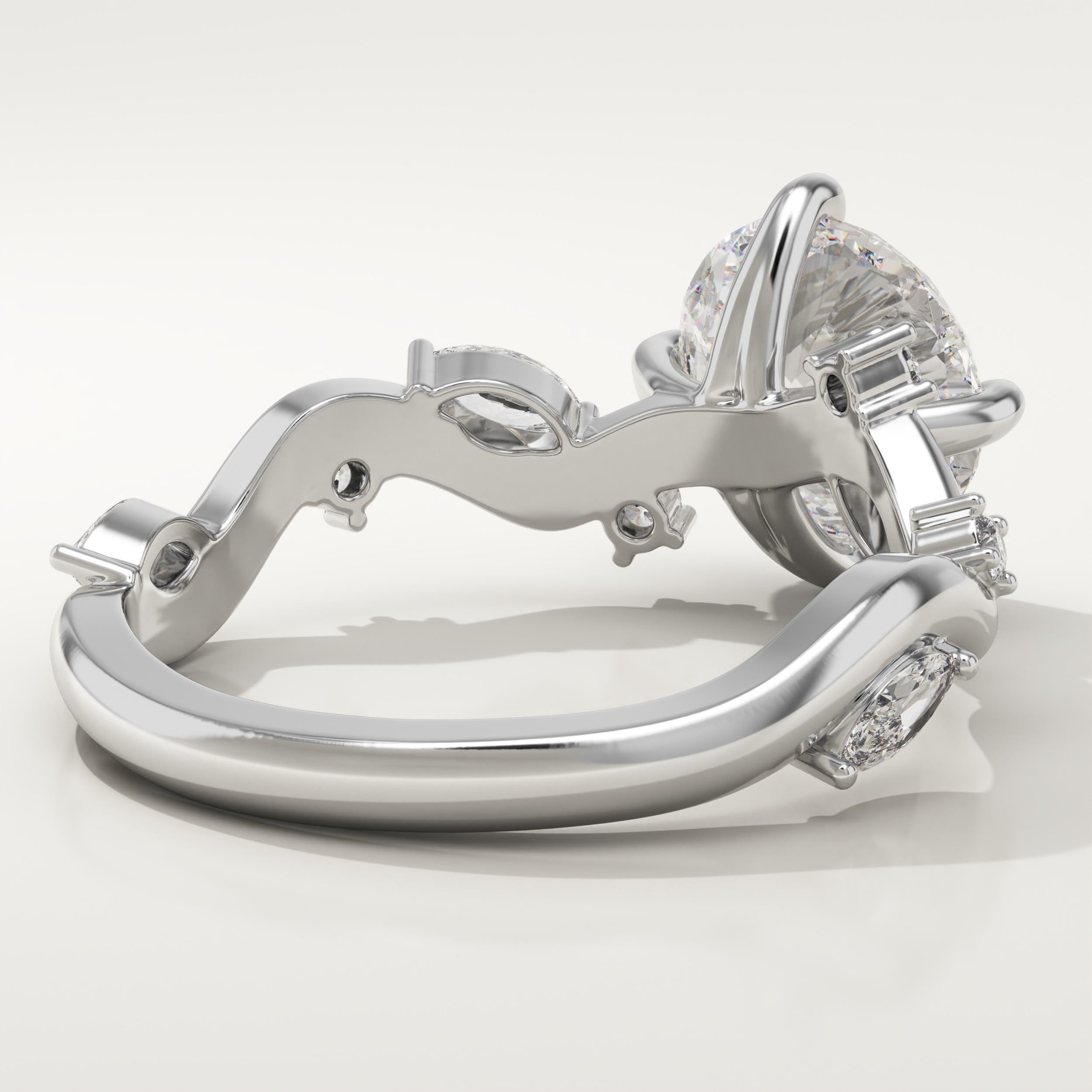 1.5 CT Round Cut Twig Pave Lab-Grown Diamond Engagement Ring