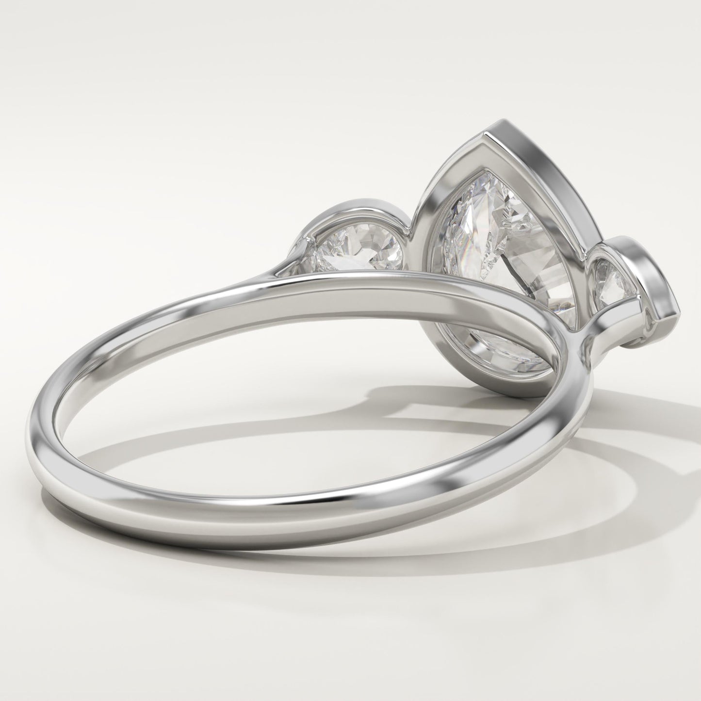 Pear Cut Three Stone Bezel Lab-Grown Diamond Engagement Ring