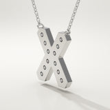 0.31 TCW Round Lab-Grown Diamond X Initial Necklace