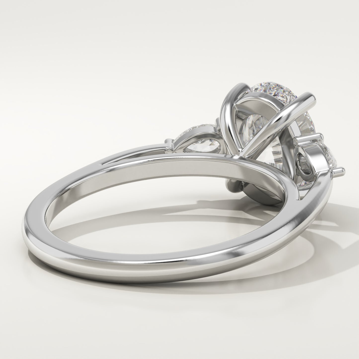 2 CT Oval Cut Moissanite Three Stone Engagement Ring (US Size 5.25 Ready To Ship)