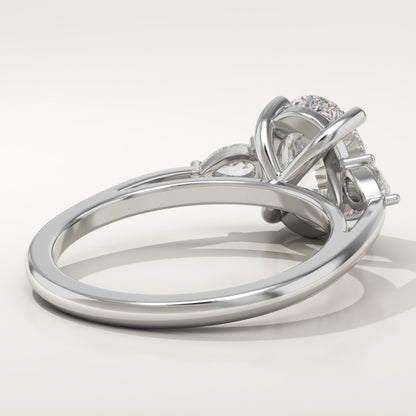2 CT Oval Cut Moissanite Three Stone Engagement Ring (US Size 5.25 Ready To Ship)