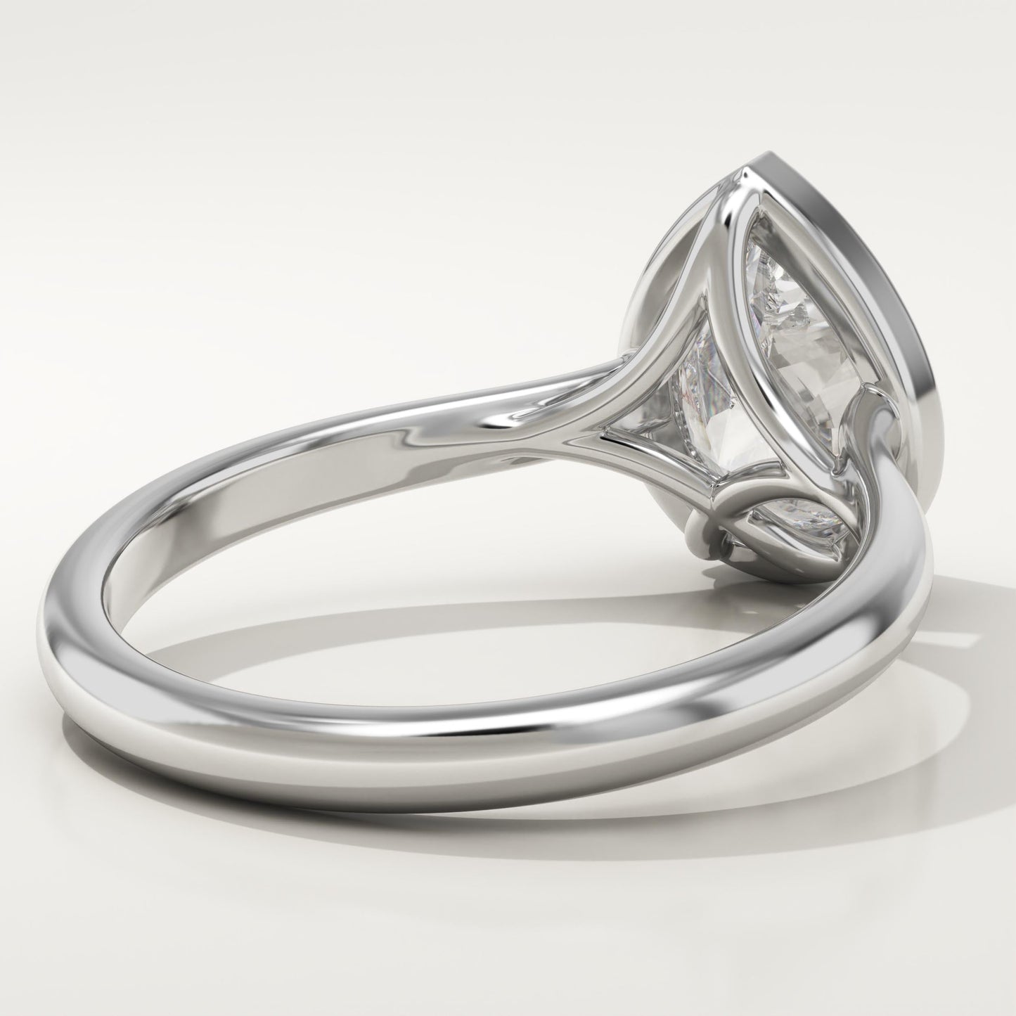 Pear Cut Solitaire Bezel Lab-Grown Diamond Engagement Ring