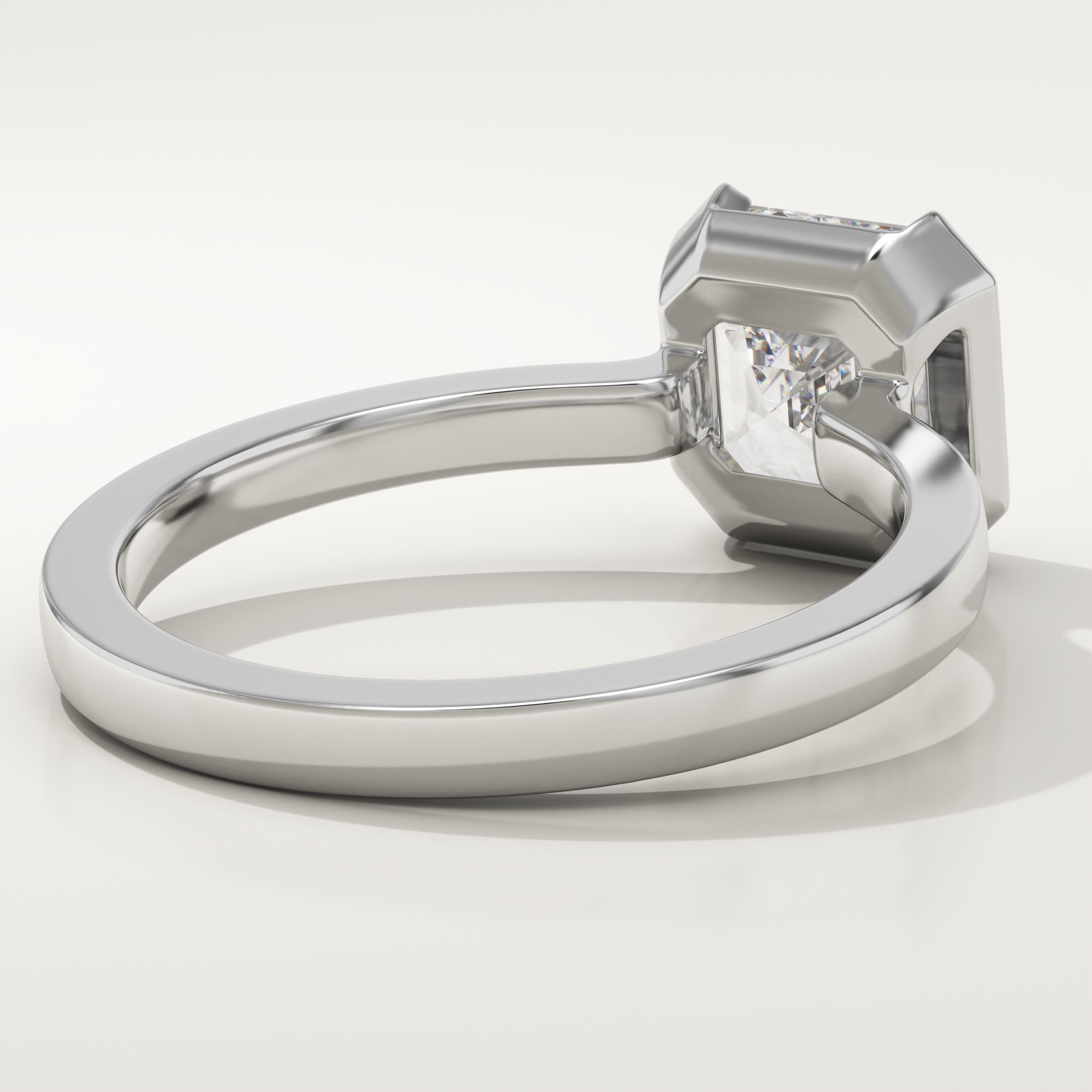 2.0 CT Asscher Cut Half Bezel Lab-Grown Diamond Engagement Ring