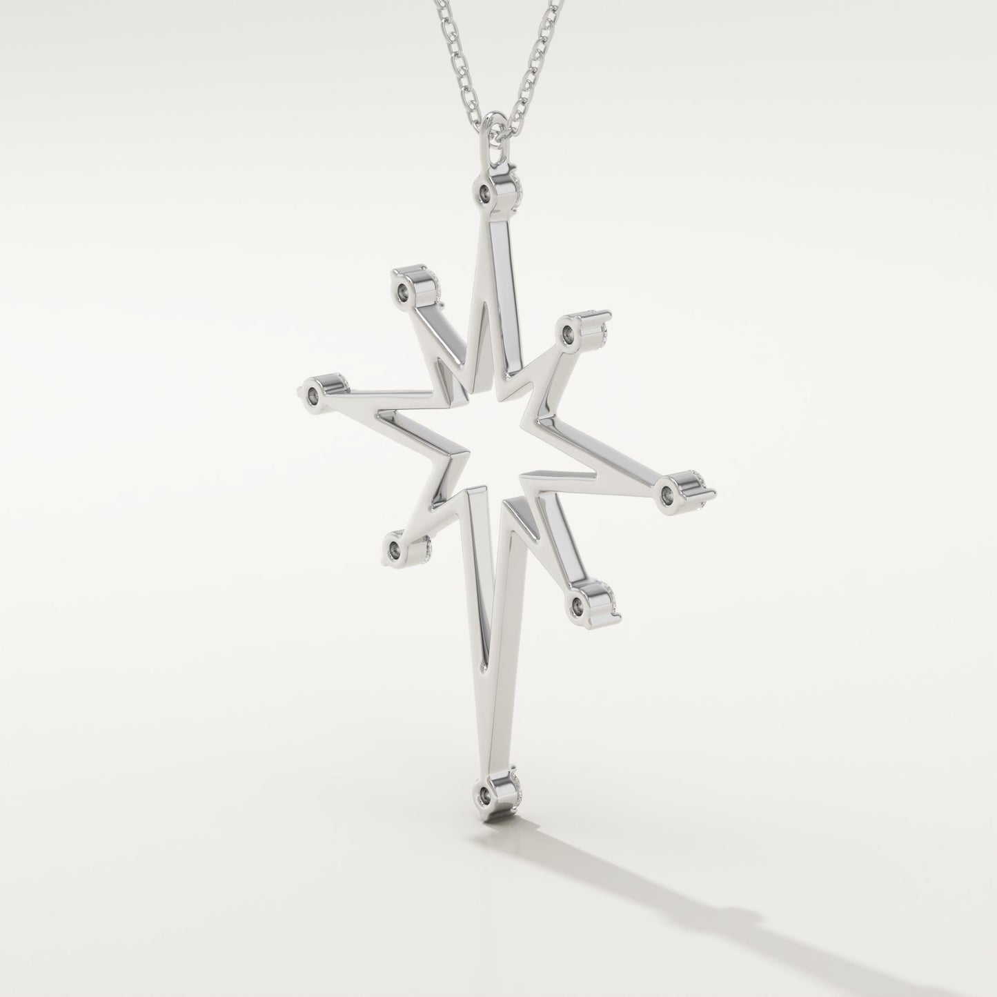 0.17 TCW Round Lab-Grown Diamond Star Shaped Charm Necklace