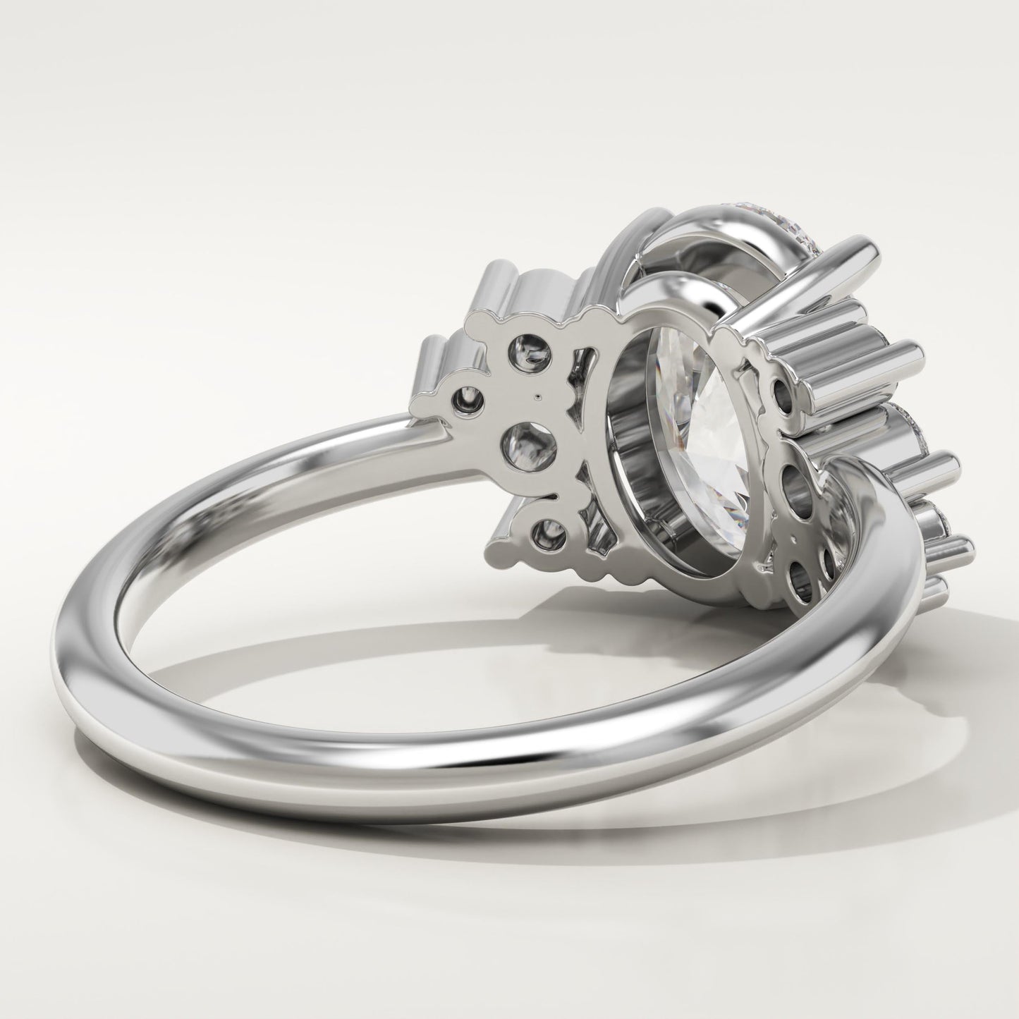 Oval Cut Cluster Lab-Grown Diamond Engagement Ring