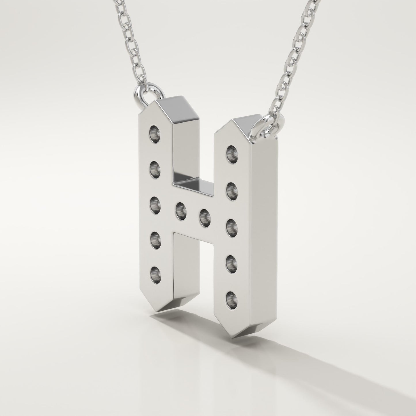 0.36 TCW Round Lab-Grown Diamond H Initial Necklace