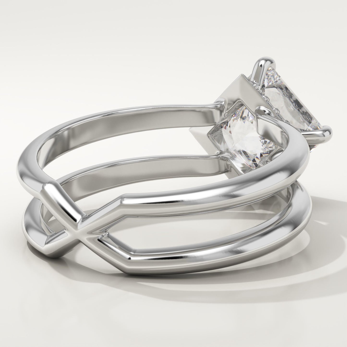 Princess Cut Hidden Halo Lab-Grown Diamond Engagement Ring
