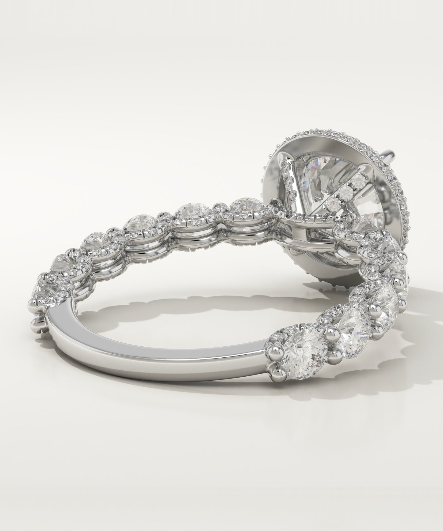 2.0 CT Round Cut Moissanite Halo & Pave Engagement Ring (US Size 7 to 7.5 Ready To Ship) (Copy)