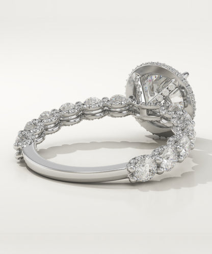 2.0 CT Round Cut Moissanite Halo & Pave Engagement Ring (US Size 7 to 7.5 Ready To Ship) (Copy)