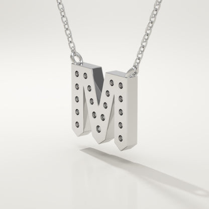 0.202 TCW Round Lab-Grown Diamond M Initial Necklace
