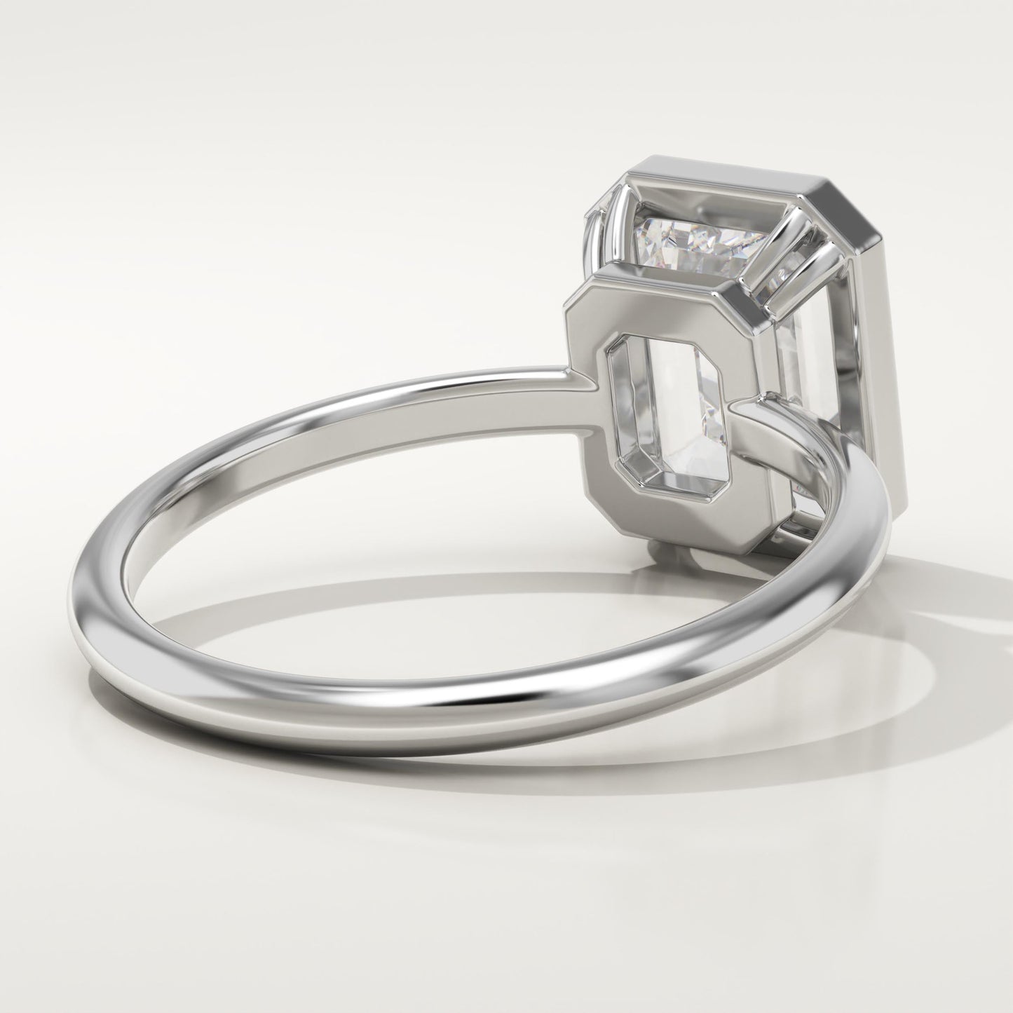1.75 CT Emerald Cut Bezel Moissanite Engagement Ring