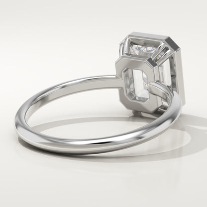 1.75 CT Emerald Cut Bezel Moissanite Engagement Ring