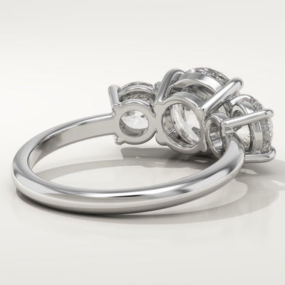 2 CT Round Cut Three Stone Moissanite Engagement Ring