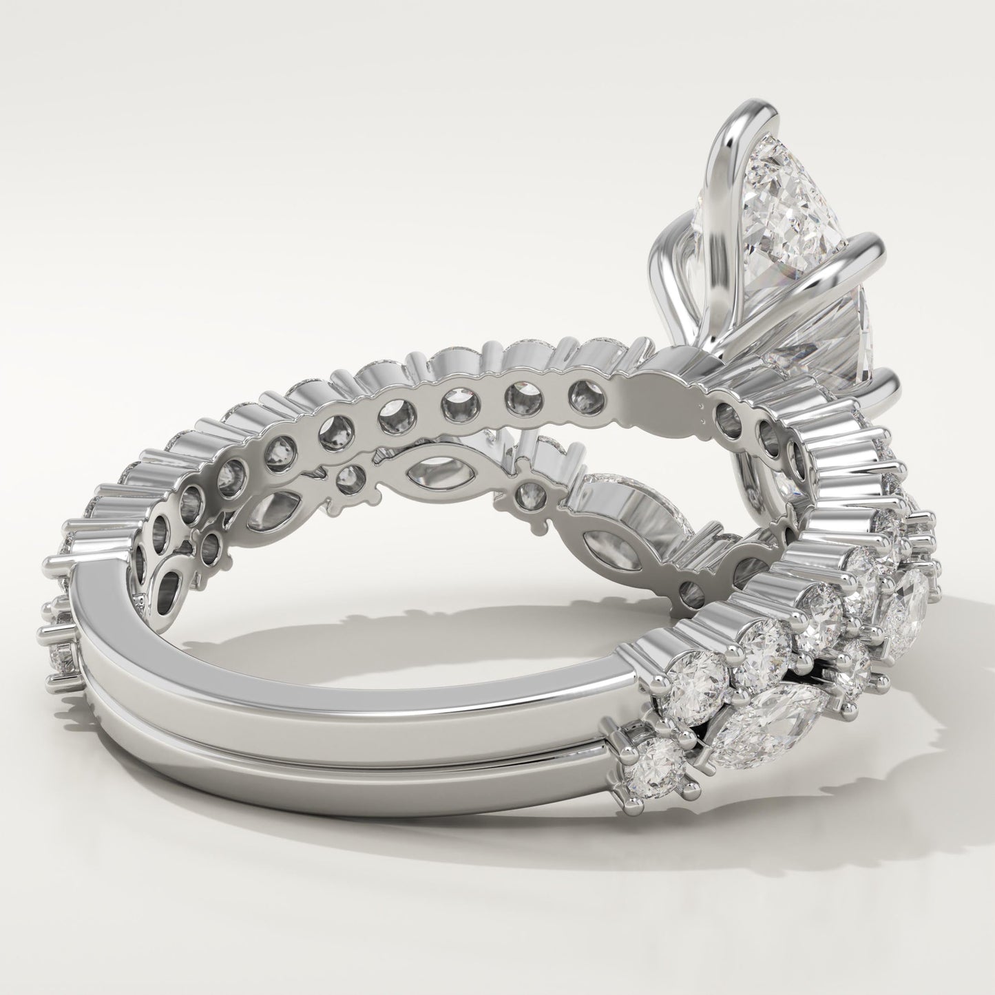 Marquise Cut Pave Lab-Grown Diamond Bridal Set