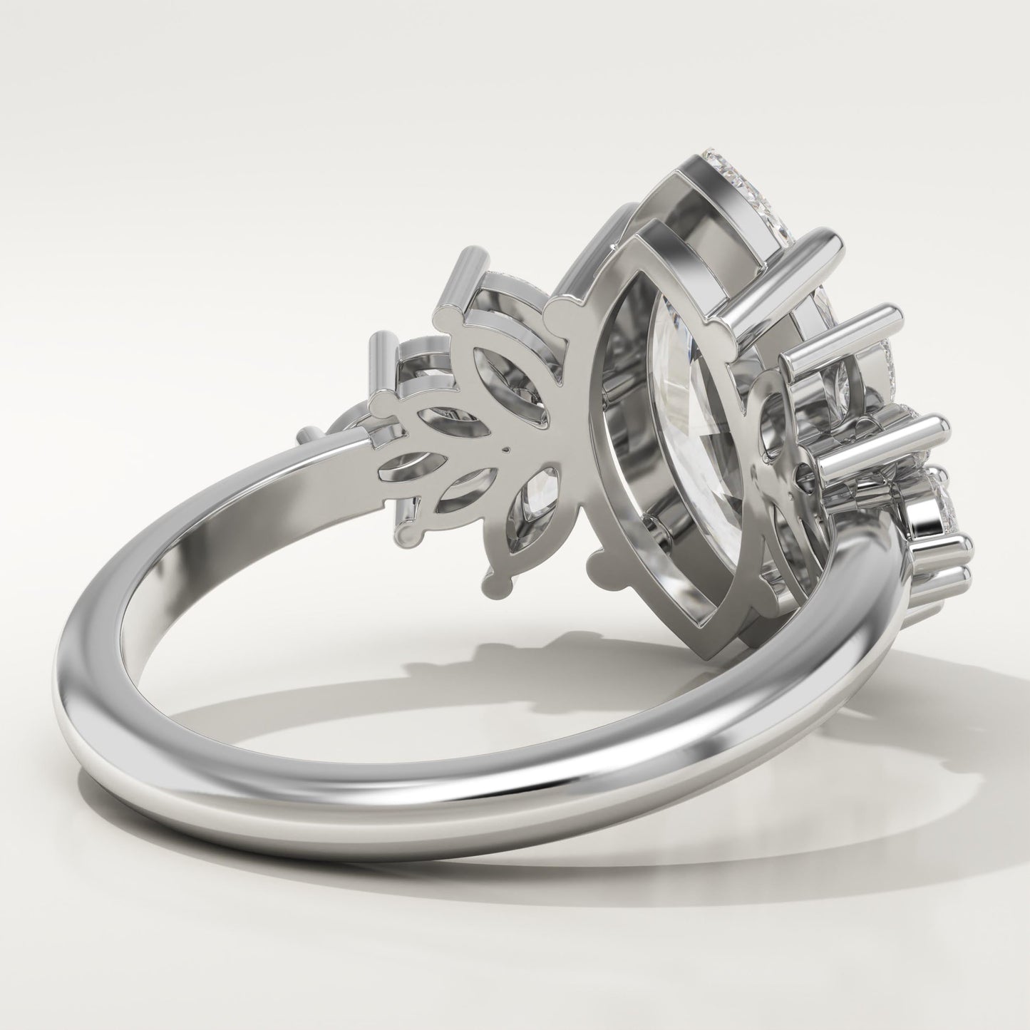 Marquise Cut Cluster Lab-Grown Diamond Engagement Ring