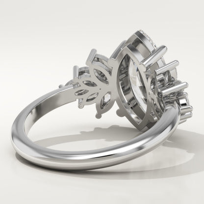 Marquise Cut Cluster Lab-Grown Diamond Engagement Ring