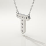 0.17 TCW Round Lab-Grown Diamond T Initial Necklace