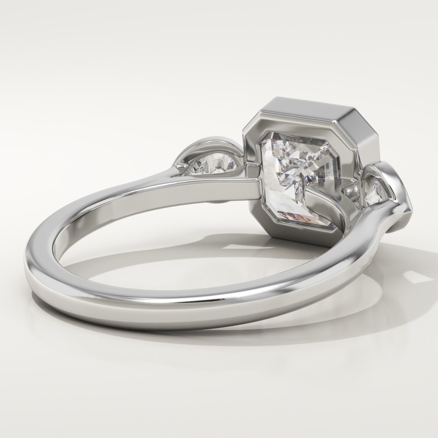 Asscher Cut Three Stone Lab-Grown Diamond Engagement Ring