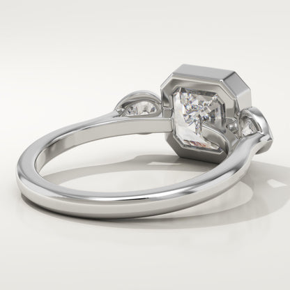 Asscher Cut Three Stone Lab-Grown Diamond Engagement Ring