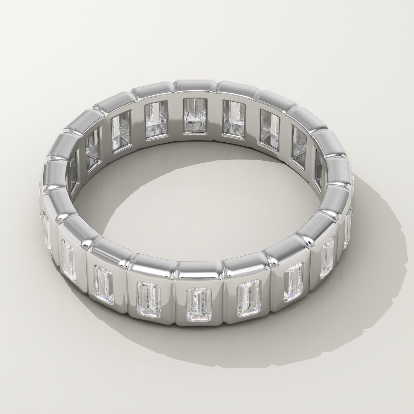 0.8 TCW Baguette Lab-Grown Diamond Full Eternity Bezel Wedding Band