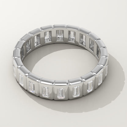 0.8 TCW Baguette Lab-Grown Diamond Full Eternity Bezel Wedding Band