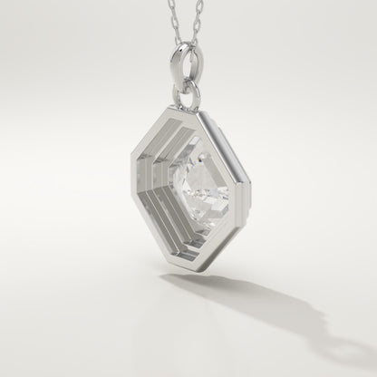2 CT Asscher Lab-Grown Diamond Solitaire & Bezel Necklace