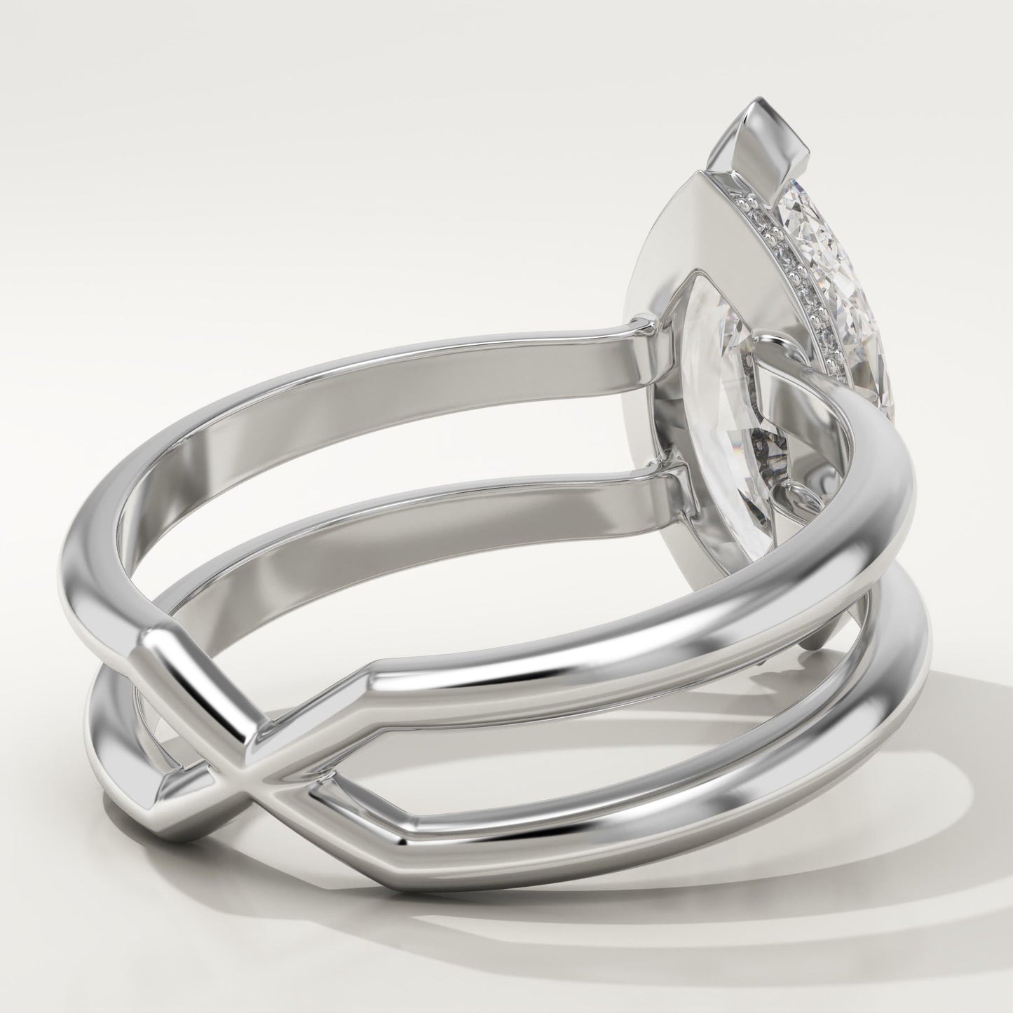 1.75 CT Marquise Cut Double Shank Moissanite Engagement Ring
