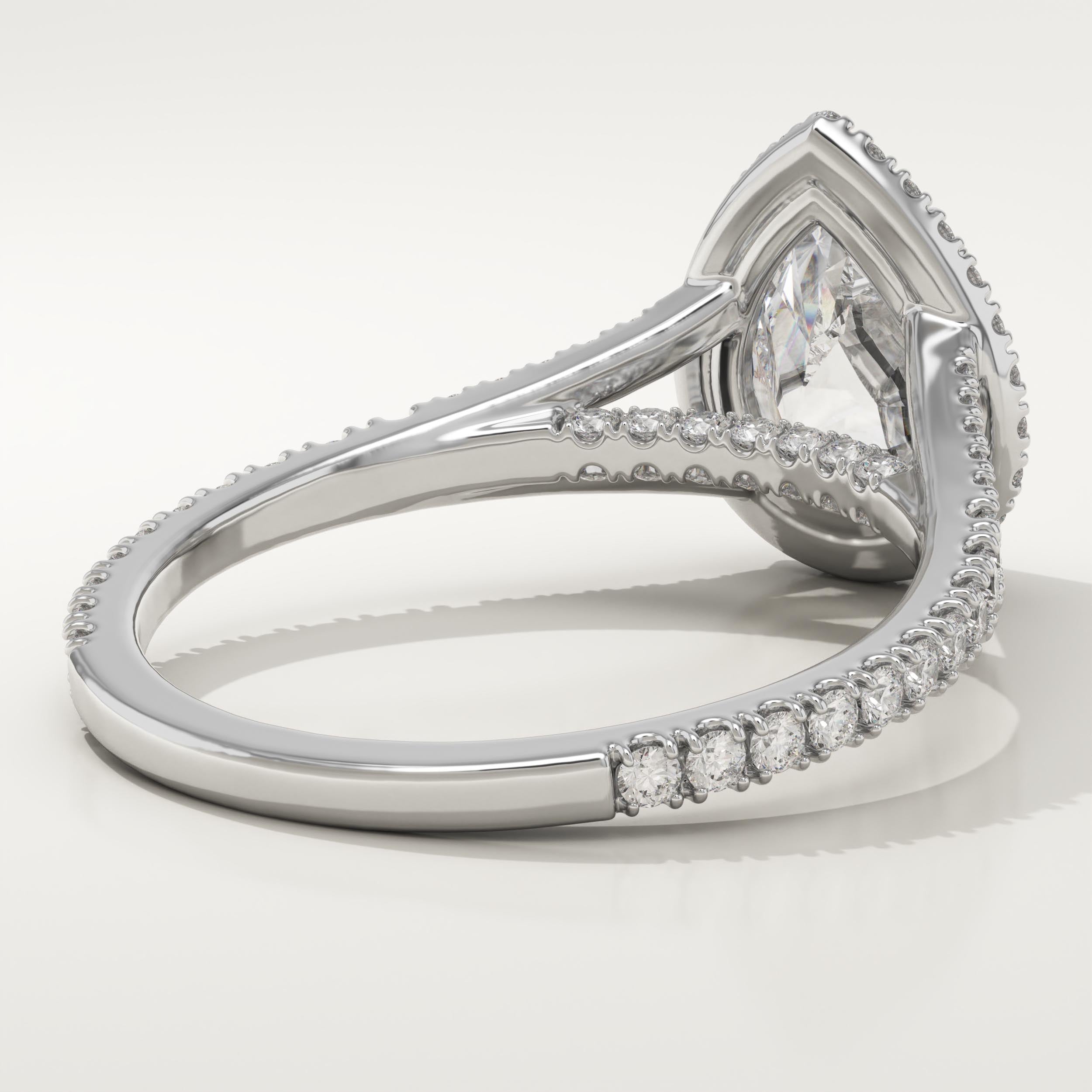 2.0 CT Pear Cut Halo & Pave Lab-Grown Diamond Engagement Ring