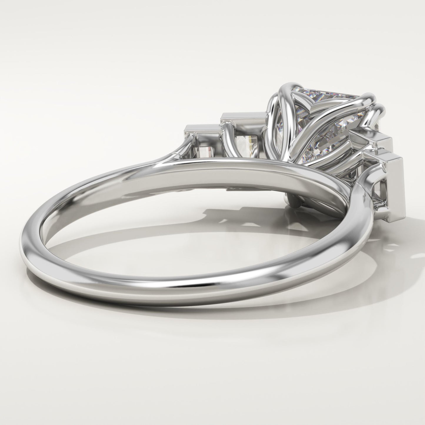 Asscher Cut Cluster Lab-Grown Diamond Engagement Ring