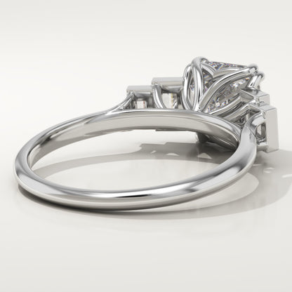 Asscher Cut Cluster Lab-Grown Diamond Engagement Ring