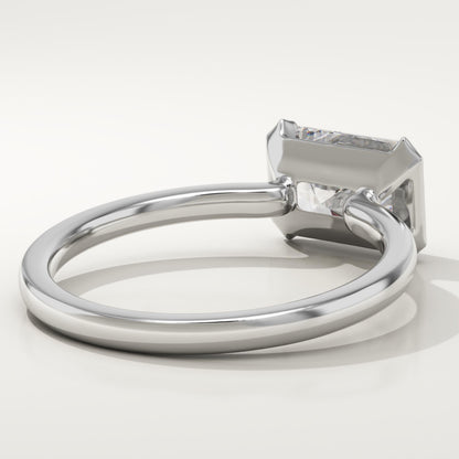 East West Radiant Cut Half Bezel Lab-Grown Diamond Engagement Ring