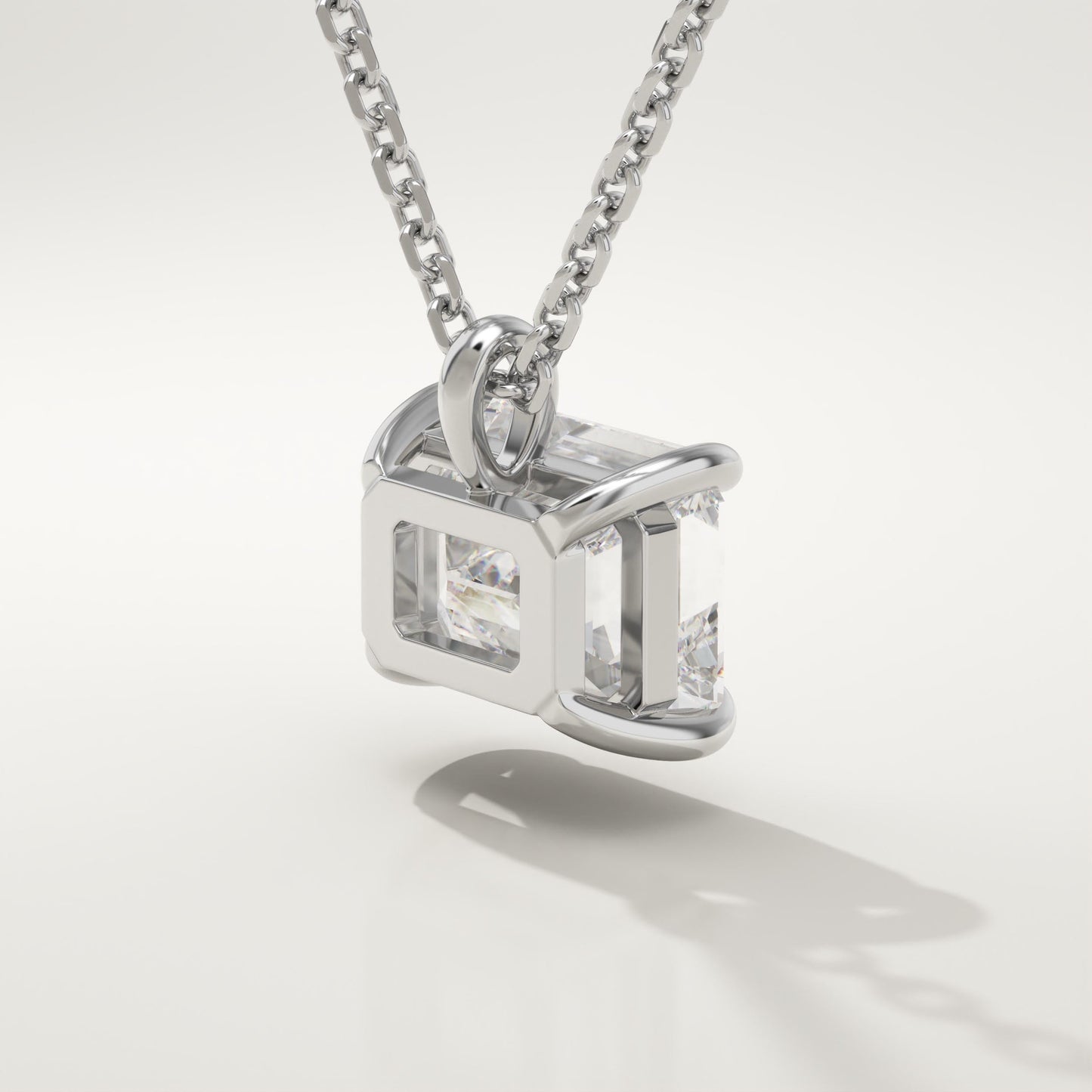 2 CT East West Emerald Lab-Grown Diamond Solitaire Necklace