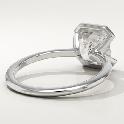 Asscher Cut Half Bezel Lab-Grown Diamond Engagement Ring