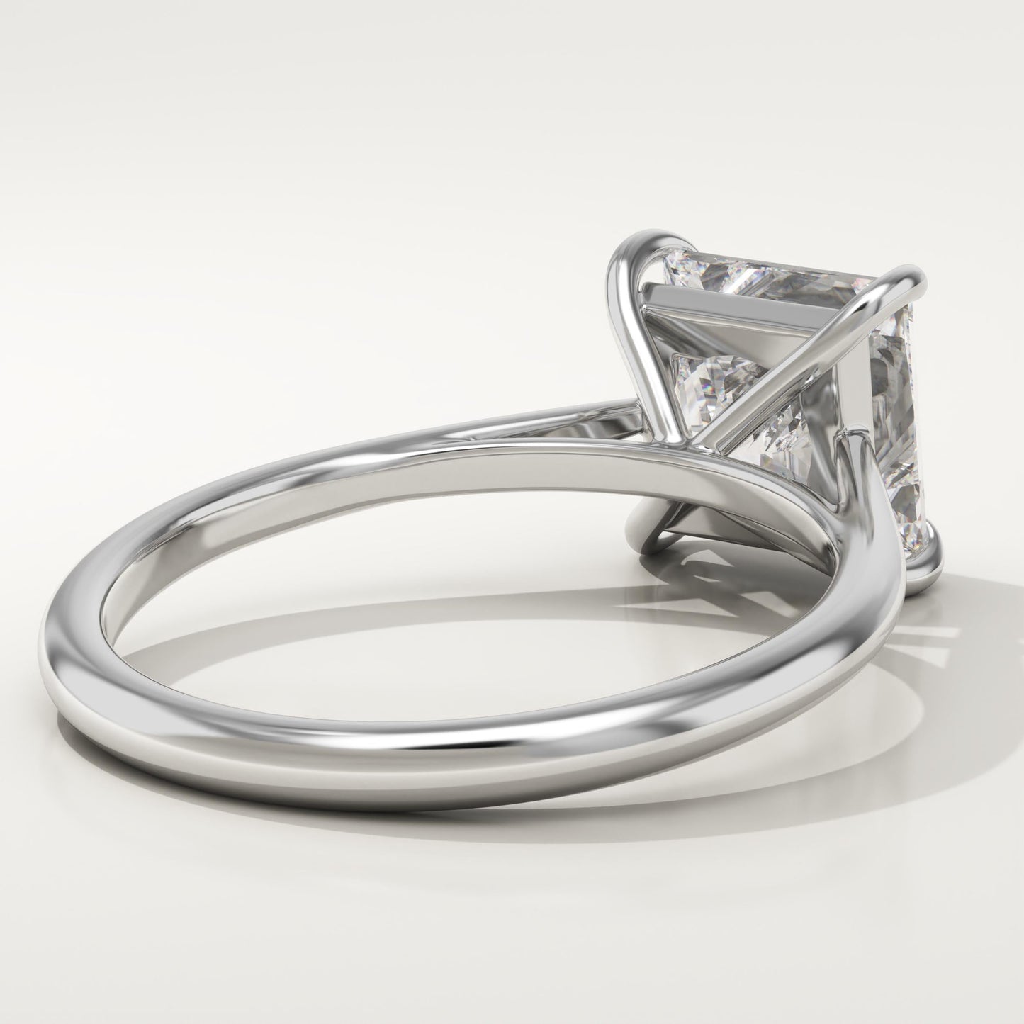 Princess Cut Solitaire Cathedral Lab-Grown Diamond Engagement Ring