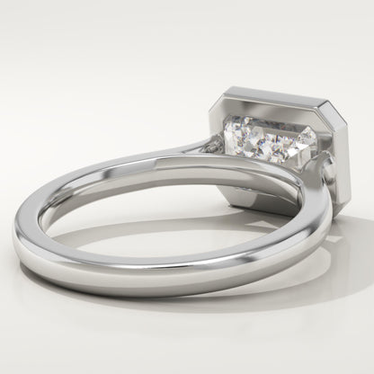 East West Emerald Cut Bezel Lab-Grown Diamond Engagement Ring