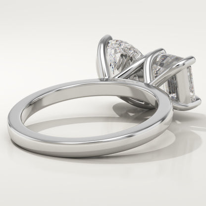 3.75 TCW Asscher & Oval Cut Toi Et Moi Lab-Grown Diamond Engagement Ring