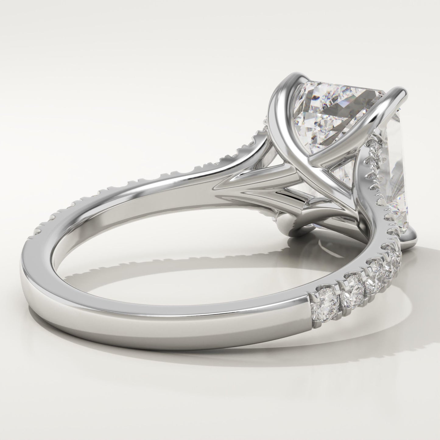 Emerald Cut Pave Split Shank Lab-Grown Diamond Engagement Ring