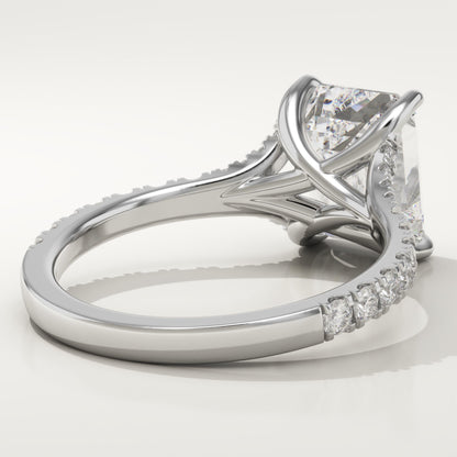Emerald Cut Pave Split Shank Lab-Grown Diamond Engagement Ring